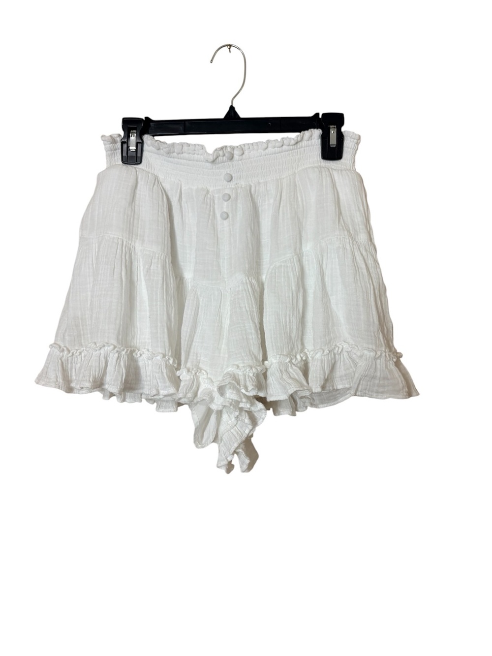 American Eagle Outfitters White High-Waist Ruffled Cotton Shorts Size Medium - Picture 2 of 13